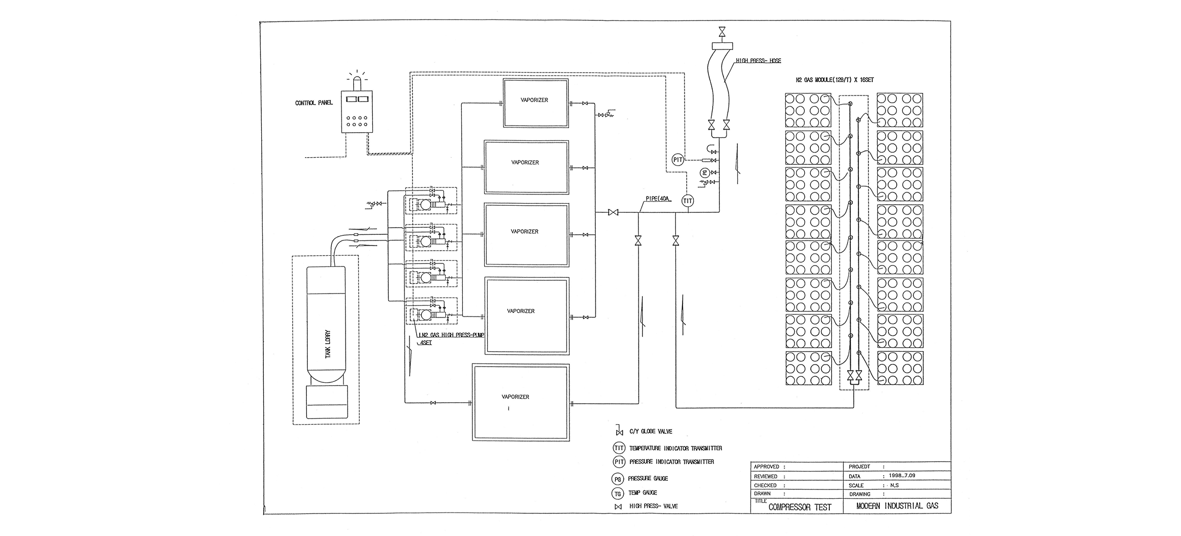 Compressor Test Nitrogen Supply Facility Drawing